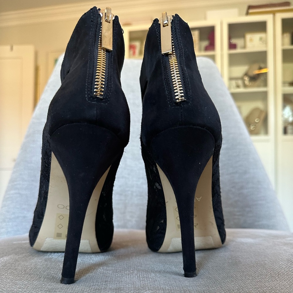 EUC Aldo Suede and Lace Open Toe Booties - Picture 5 of 12